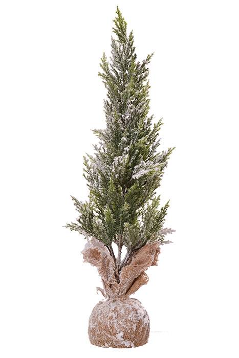 12" X 22" Pine Tree Burlap Snow/Green