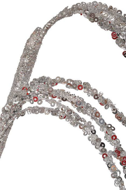 66" Sequin/Bead Rain Spray Silver
