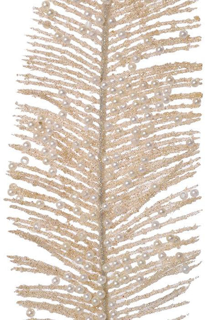 24.5" Pearl Fern Glitter Spray Cream
