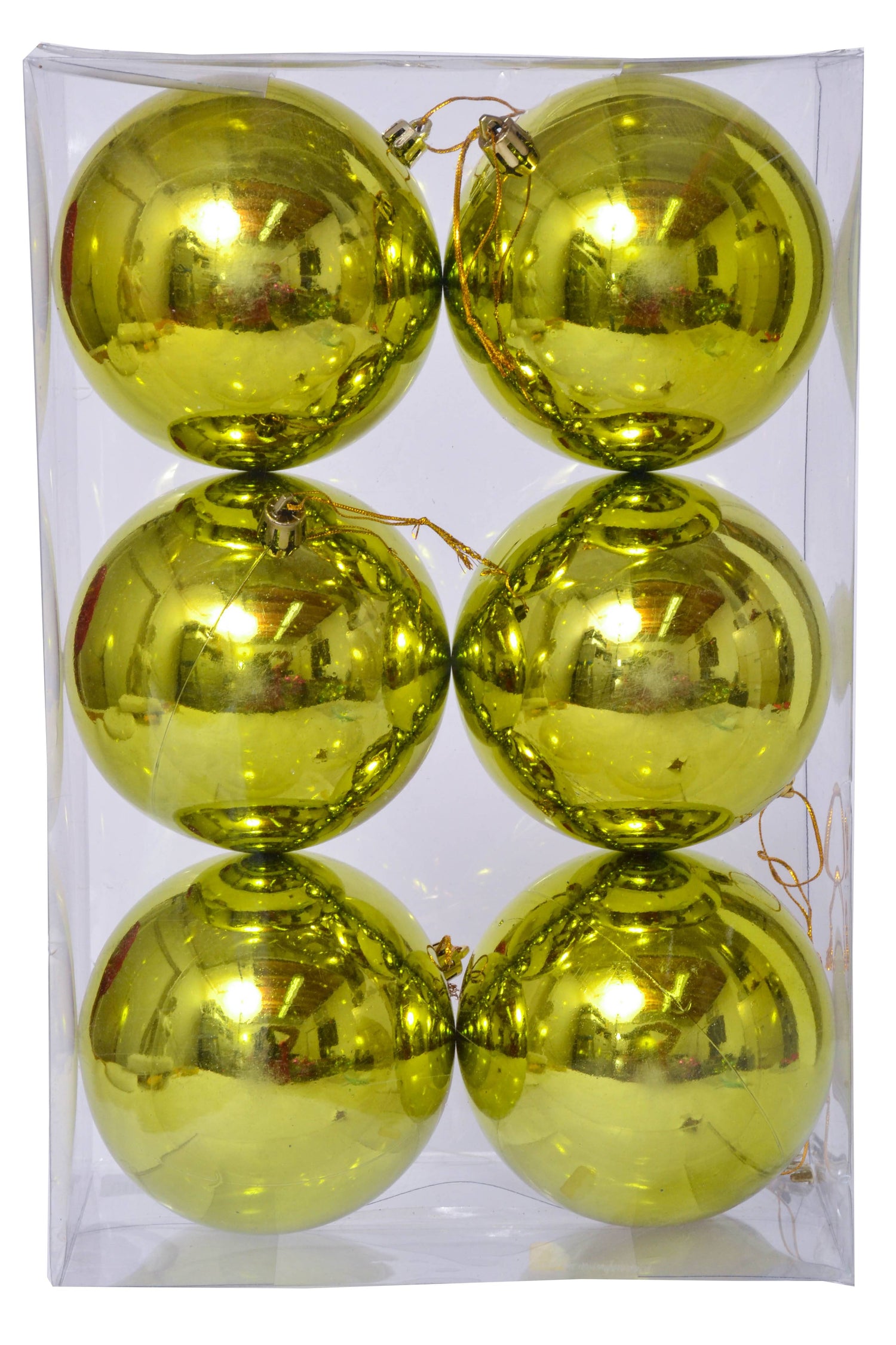 100mm Shiny Plastic Ball Apple Green Box/6