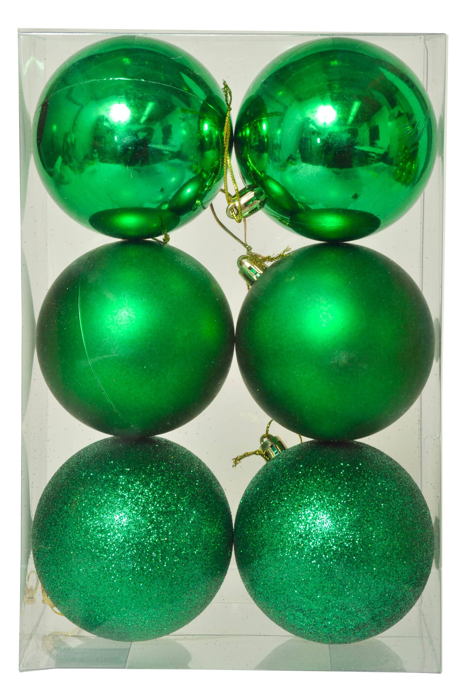 80mm Plastic Shiny/matt/glitter Ball Green Pkg/6