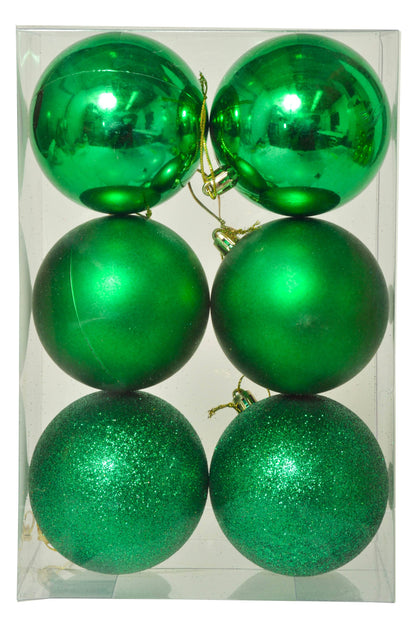 80mm Plastic Shiny/matt/glitter Ball Green Pkg/6
