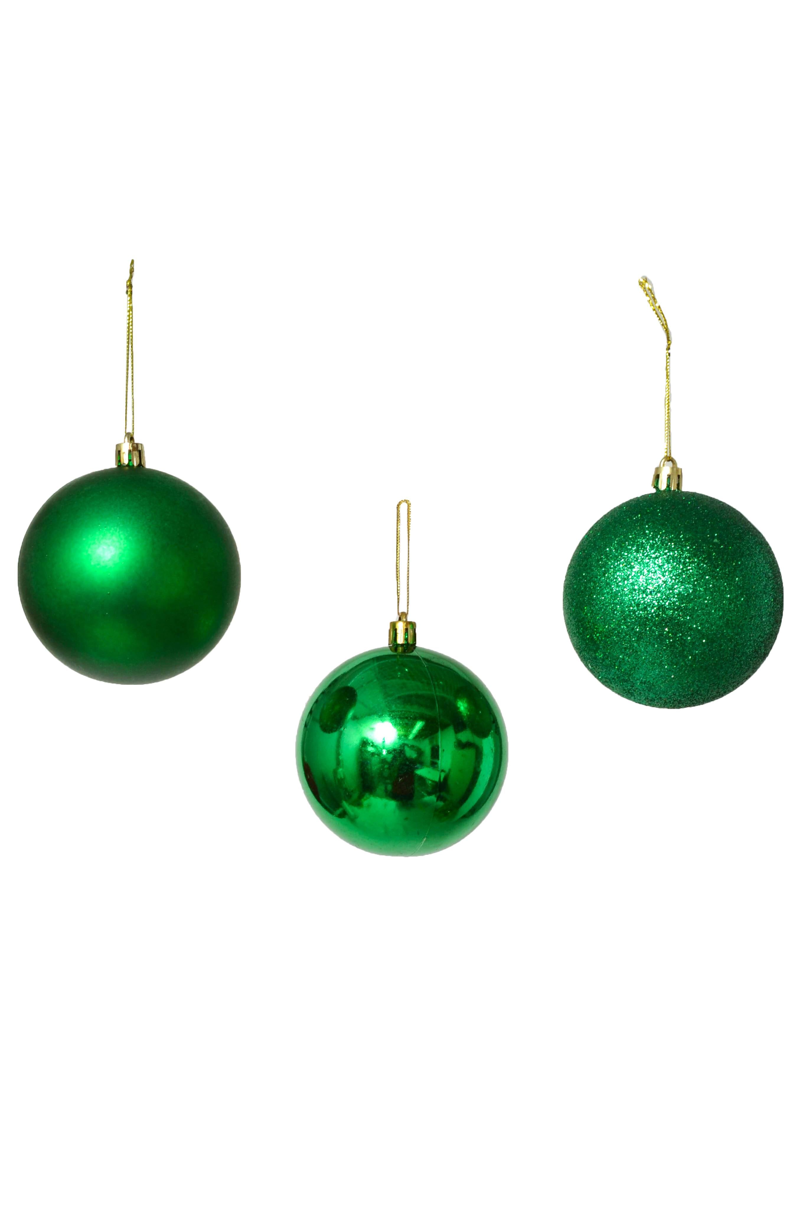 80mm Plastic Shiny/matt/glitter Ball Green Pkg/6