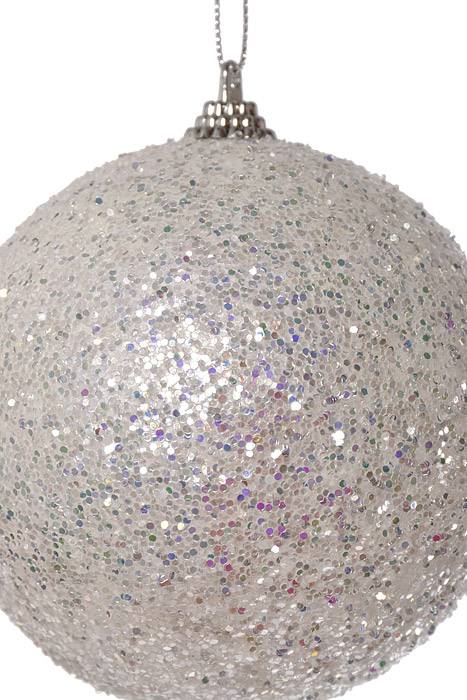 100mm Glitter Ball Ornament White Box/2