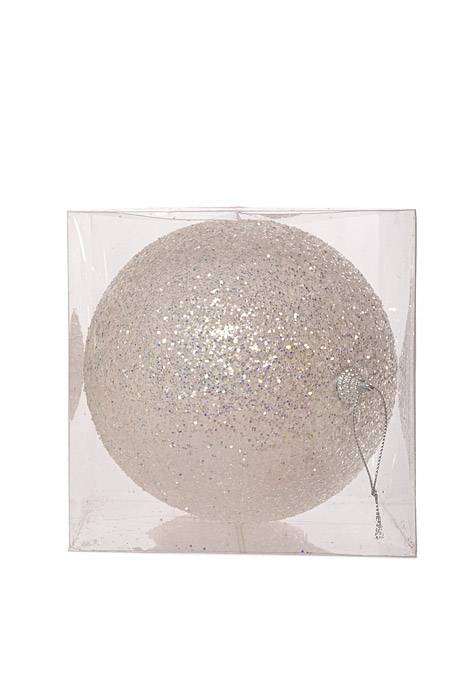 150mm Glitter Ball Ornament White