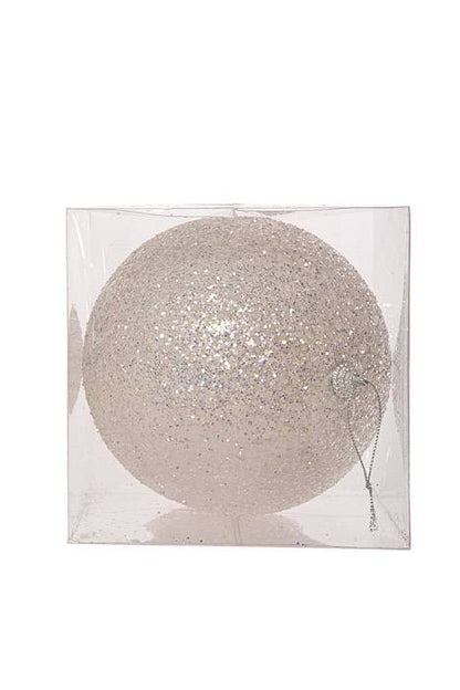 150mm Glitter Ball Ornament White