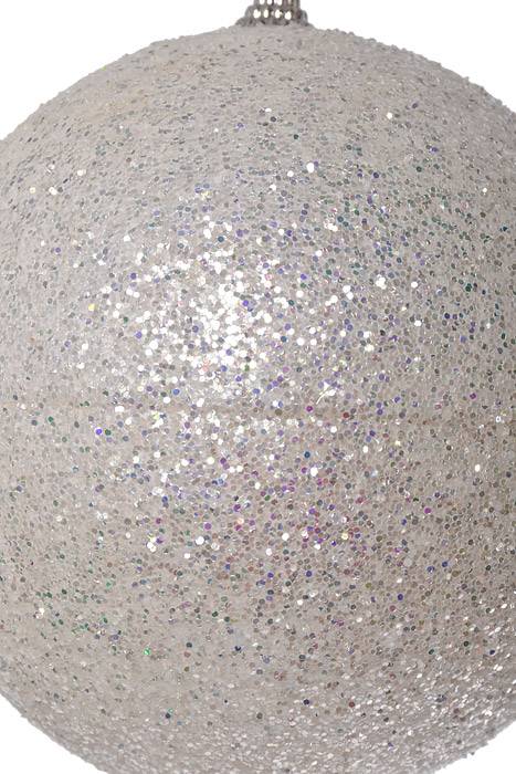 150mm Glitter Ball Ornament White