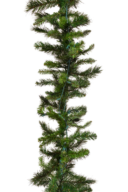 9Ft X 10" Windsor Pine Garland W/Clear Lights Green