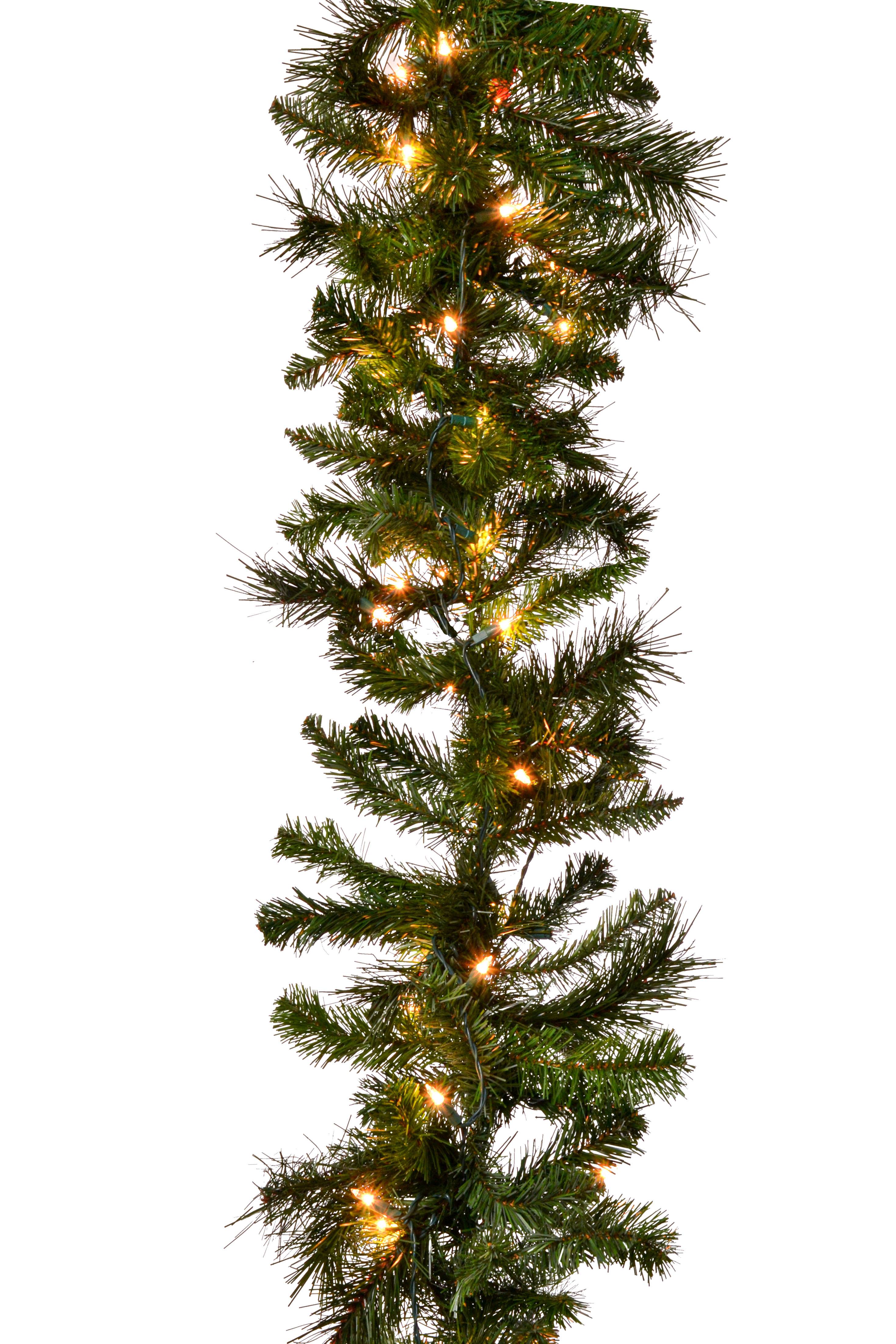 9Ft X 10" Windsor Pine Garland W/Clear Lights Green