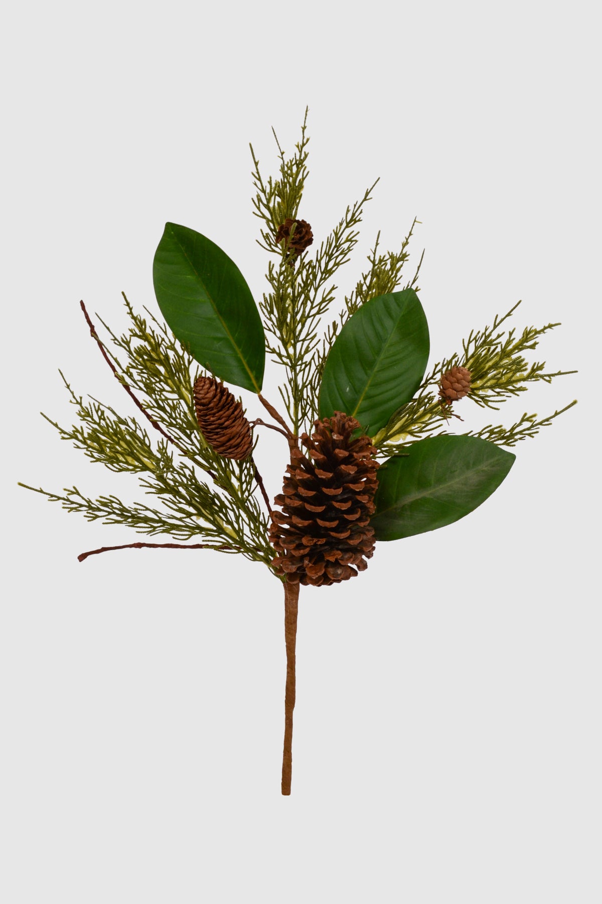 17" Pine/Cone/Magnolia Leaves Pick Green