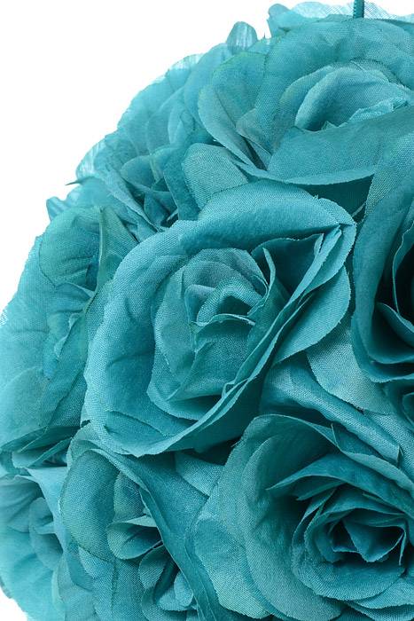 10&quot; Rose Ball W/ribbon Turquoise