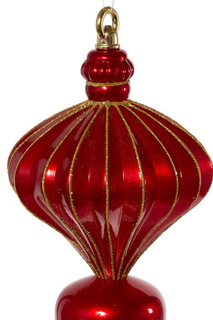 20.5" Jumbo Finial W/glitter Red/gold