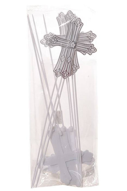 14" Cross Pick Silver/White Pkg/12