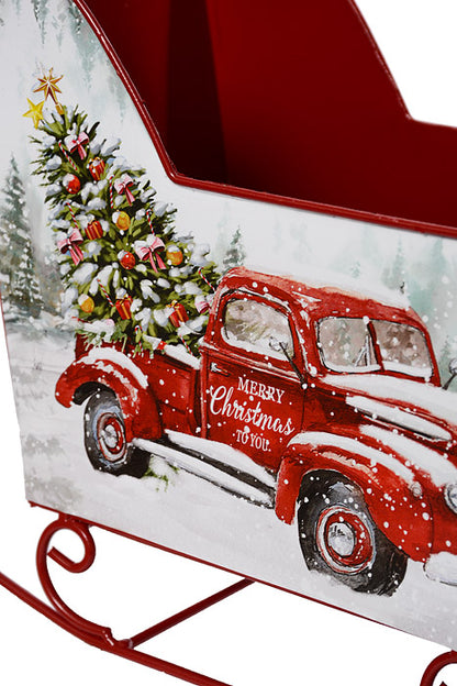 10" Metal Sleigh Red