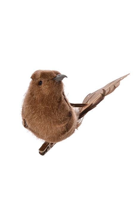6.3" Bird With Clip Brown Two Tones
