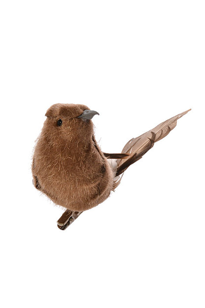 6.3" Bird With Clip Brown Two Tones