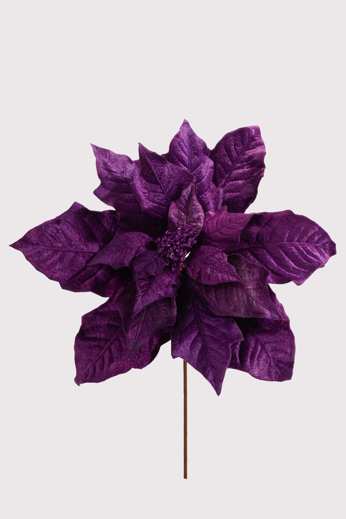 22" Velvet Poinsettia Pick Purple