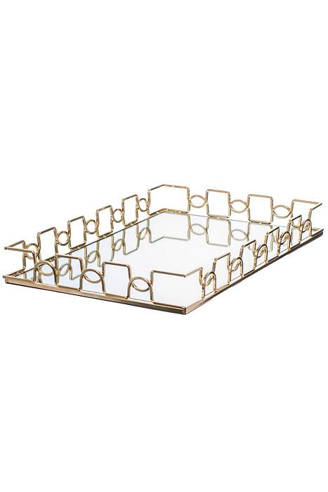 13.75"/ 17.75" Metal/mirror Rectangular Tray Gold