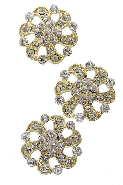 1.5" Round Ribbon Button Gold Pkg/3