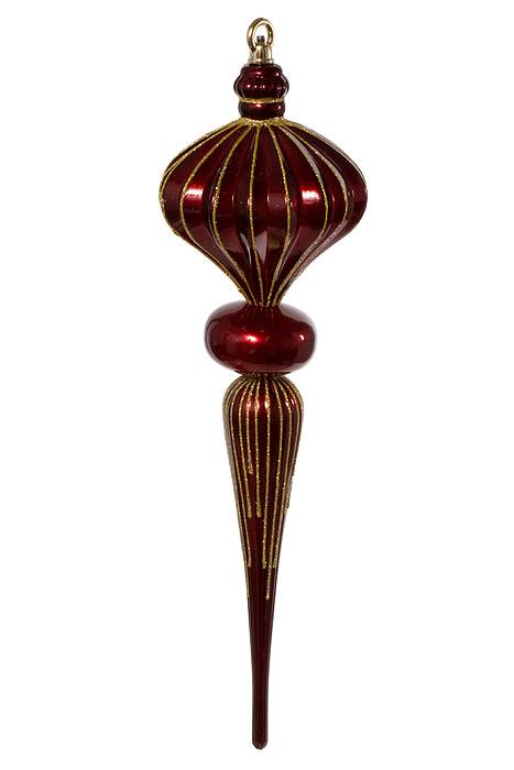 20.5" Jumbo Finial W/glitter Burgundy/gold