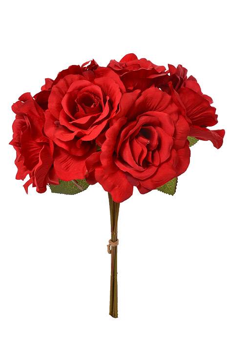 14" Silk Rose Bouquet Red