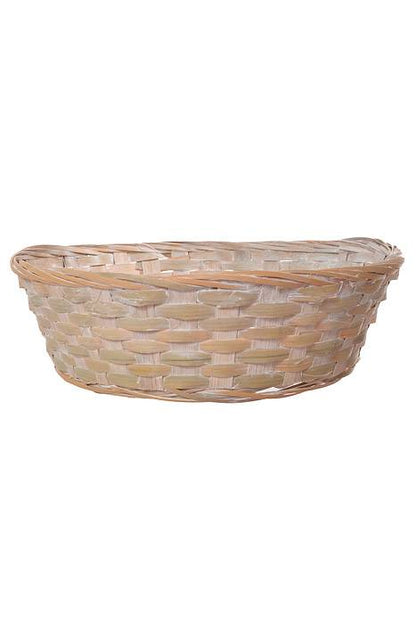 12 x 4" Round Bamboo Basket White