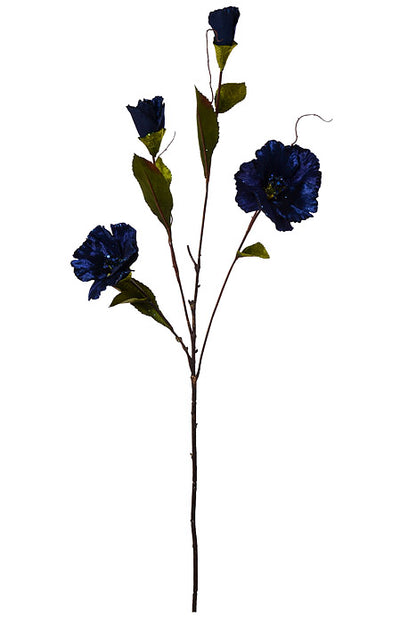33" Glittered Helleborus Spray Midnight Blue