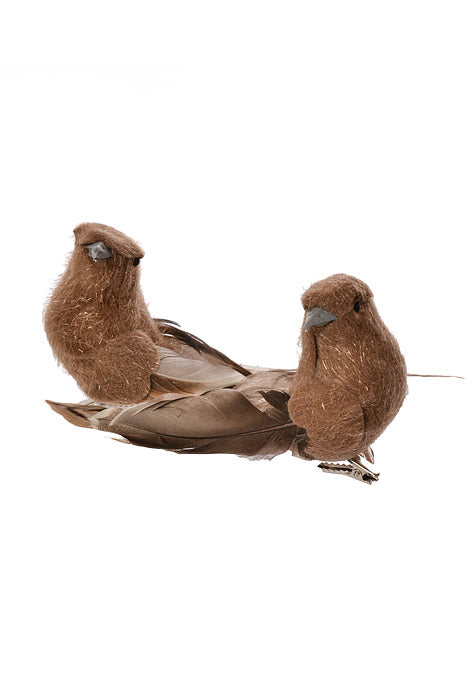 6.3" Bird With Clip Brown Two Tones