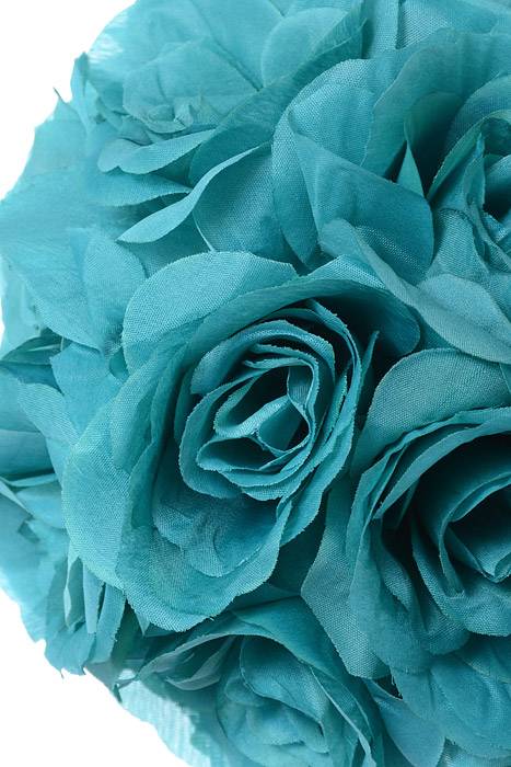 8&quot; Rose Ball W/ribbon Turquoise