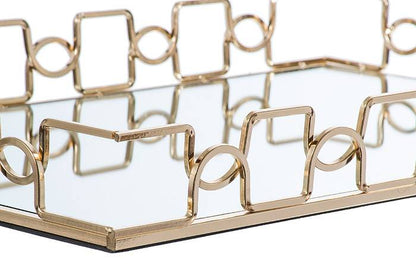 13.75"/ 17.75" Metal/mirror Rectangular Tray Gold