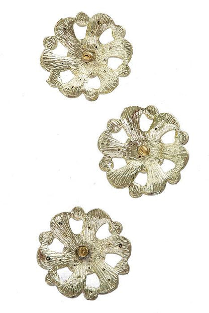 1.5" Round Ribbon Button Gold Pkg/3