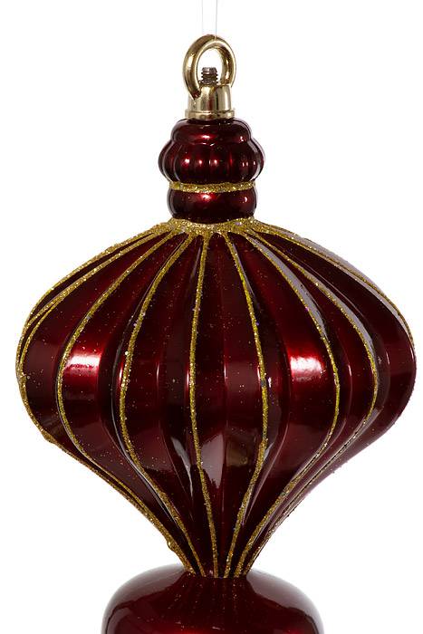 20.5" Jumbo Finial W/glitter Burgundy/gold