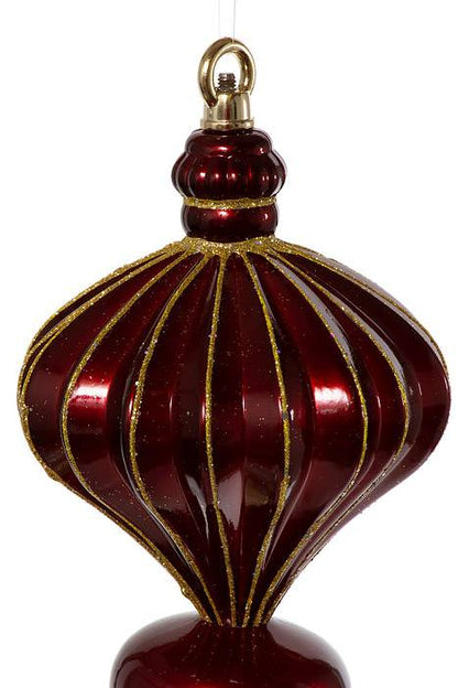 20.5" Jumbo Finial W/glitter Burgundy/gold