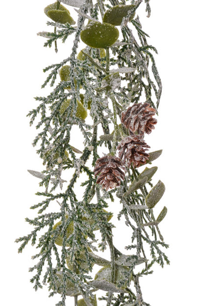 6Ft Ice Mixed Pine &amp; Cedar Garland Green