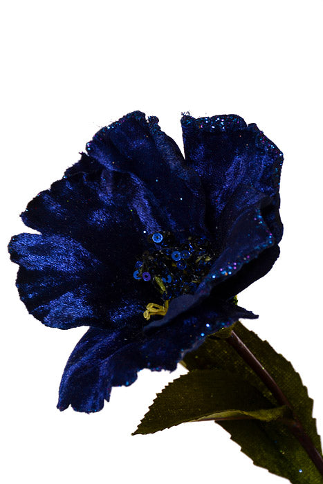 33" Glittered Helleborus Spray Midnight Blue
