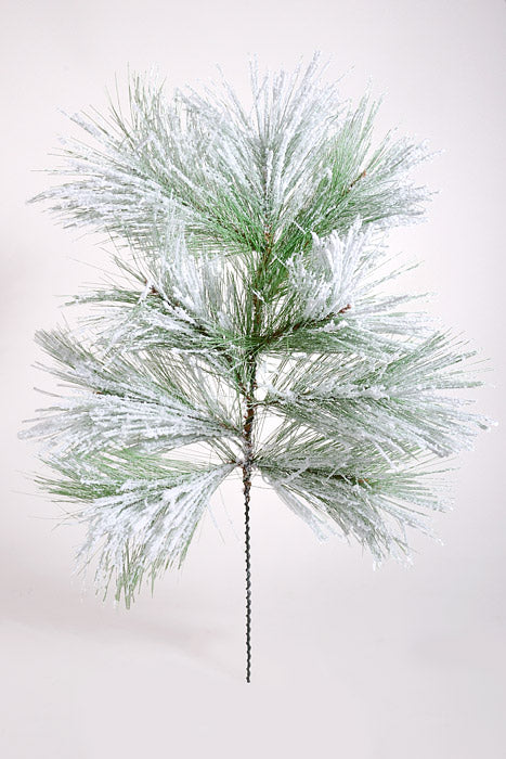 30" Snowy Needle Pine Stem Green/White