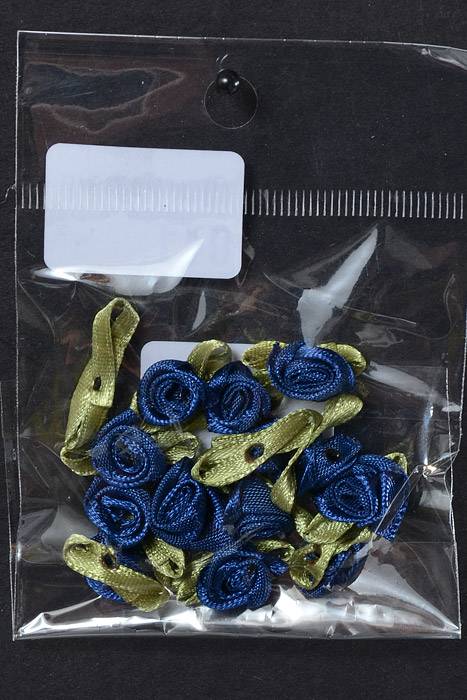 3/4" Ribbon Rose Navy Pkg/12