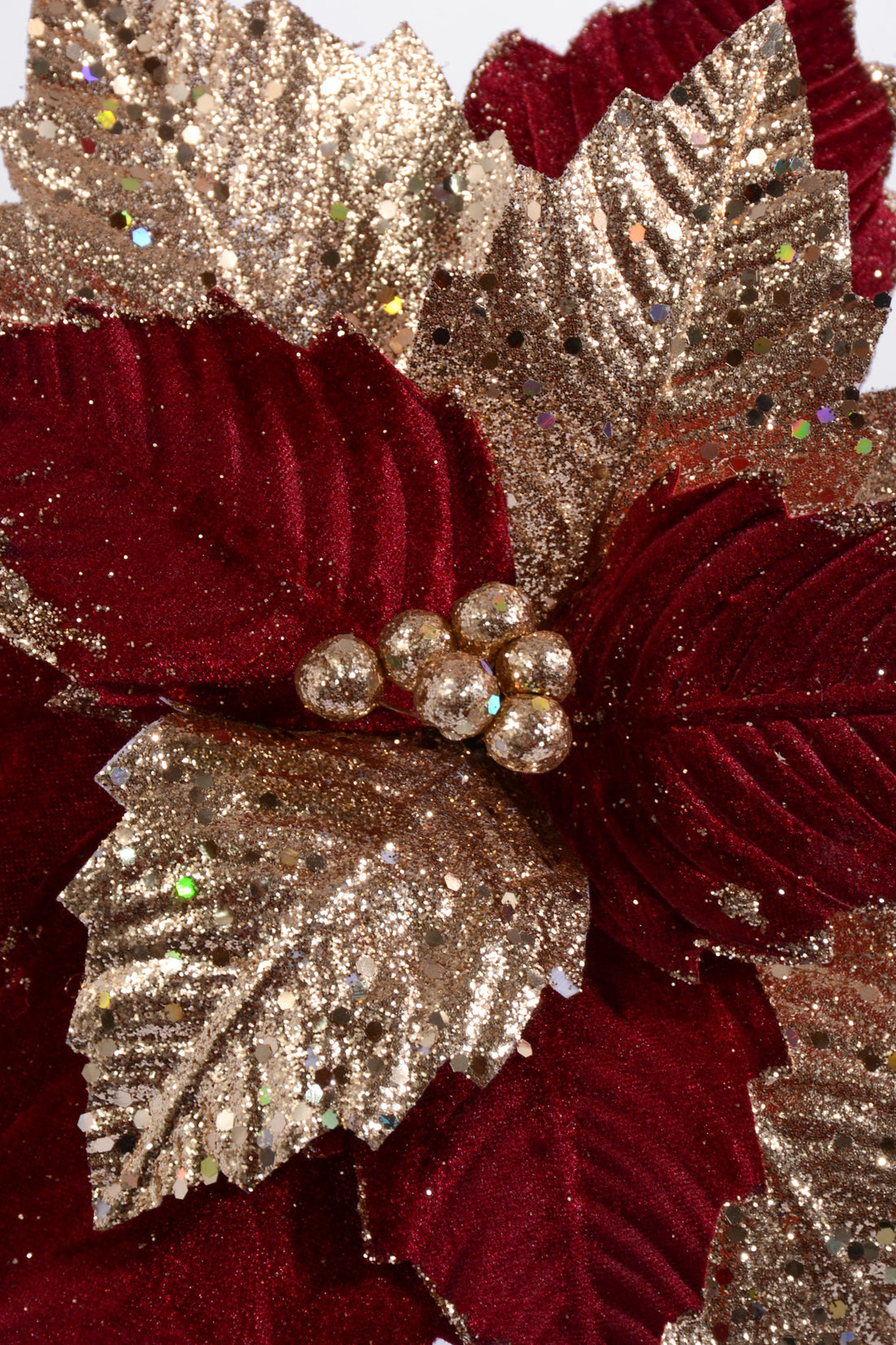 25" X 12" Poinsettia Stem Burgundy Gold