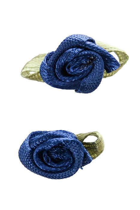 3/4" Ribbon Rose Navy Pkg/12