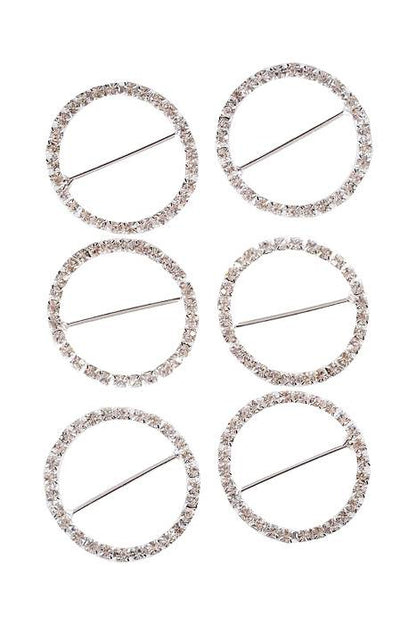 1.25" Round Rhstone Ribbon Button Crystal Pkg/6
