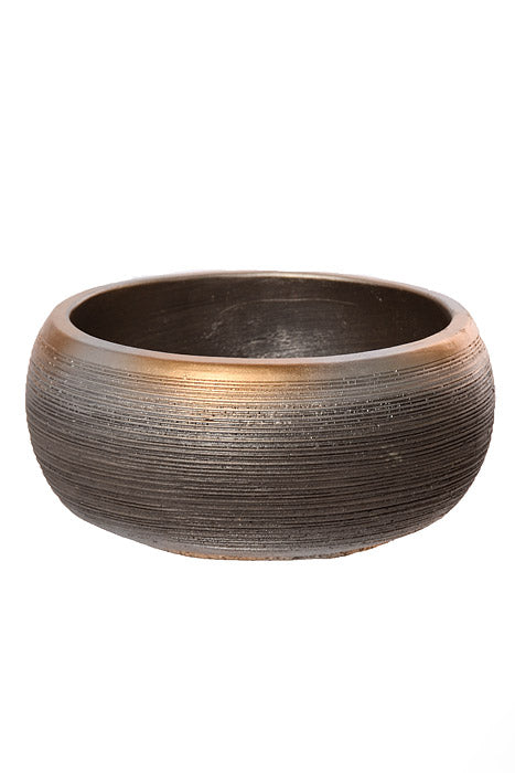 7.5" X 4" Round Pot Gray/Gold