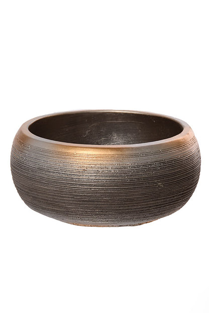 7.5" X 4" Round Pot Gray/Gold