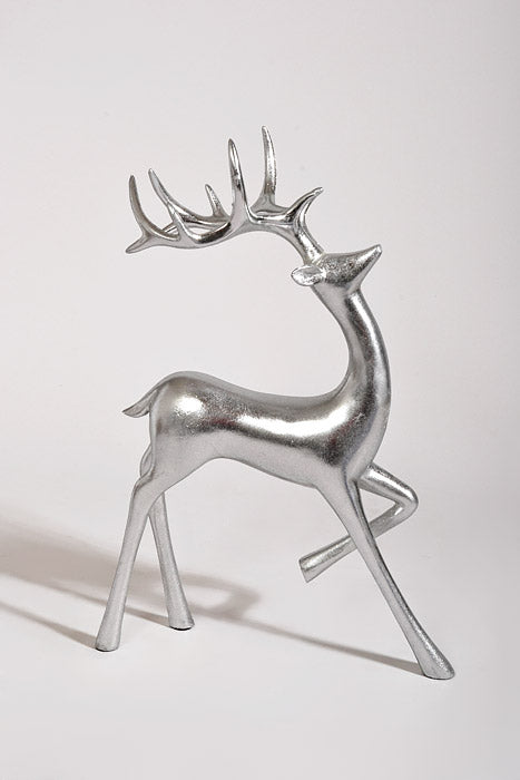 15.5" Resin Sleek Modern Deer Shiny Silver