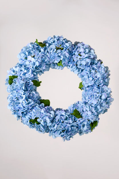 20" Artificial Hydrangea Wreath Blue
