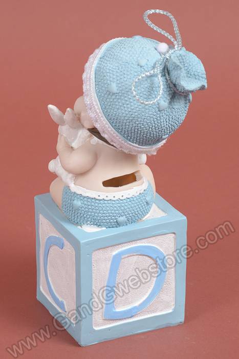 8.25" Baby Boy Sitting On The Block Blue