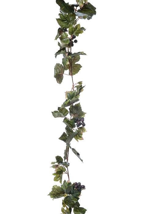 6ft Grape Leaf Garland W/grapes Green