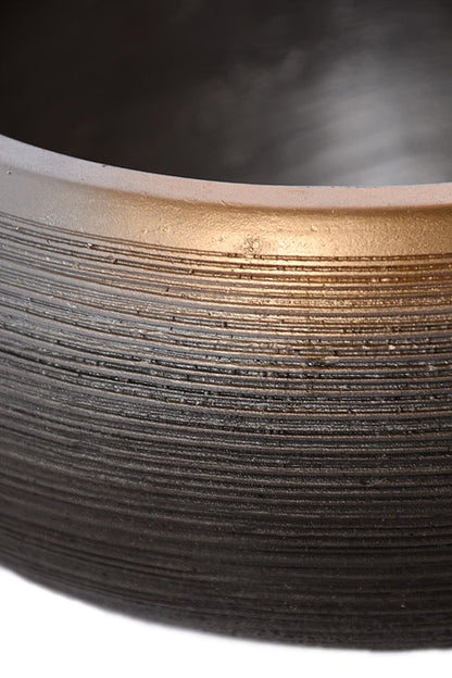 7.5" X 4" Round Pot Gray/Gold