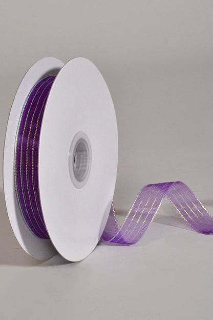 5/8" X 50Yds Metallic Pinstripe Sheer Ribbon Purple Iridescent