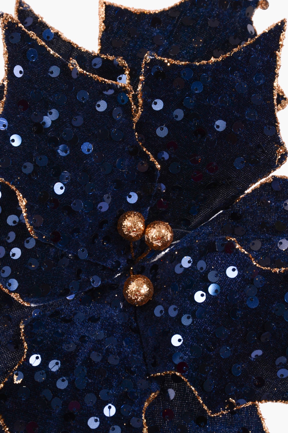 24" Sequin Poinsettia Stem Blue