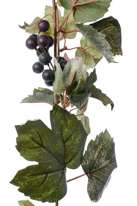 6ft Grape Leaf Garland W/grapes Green